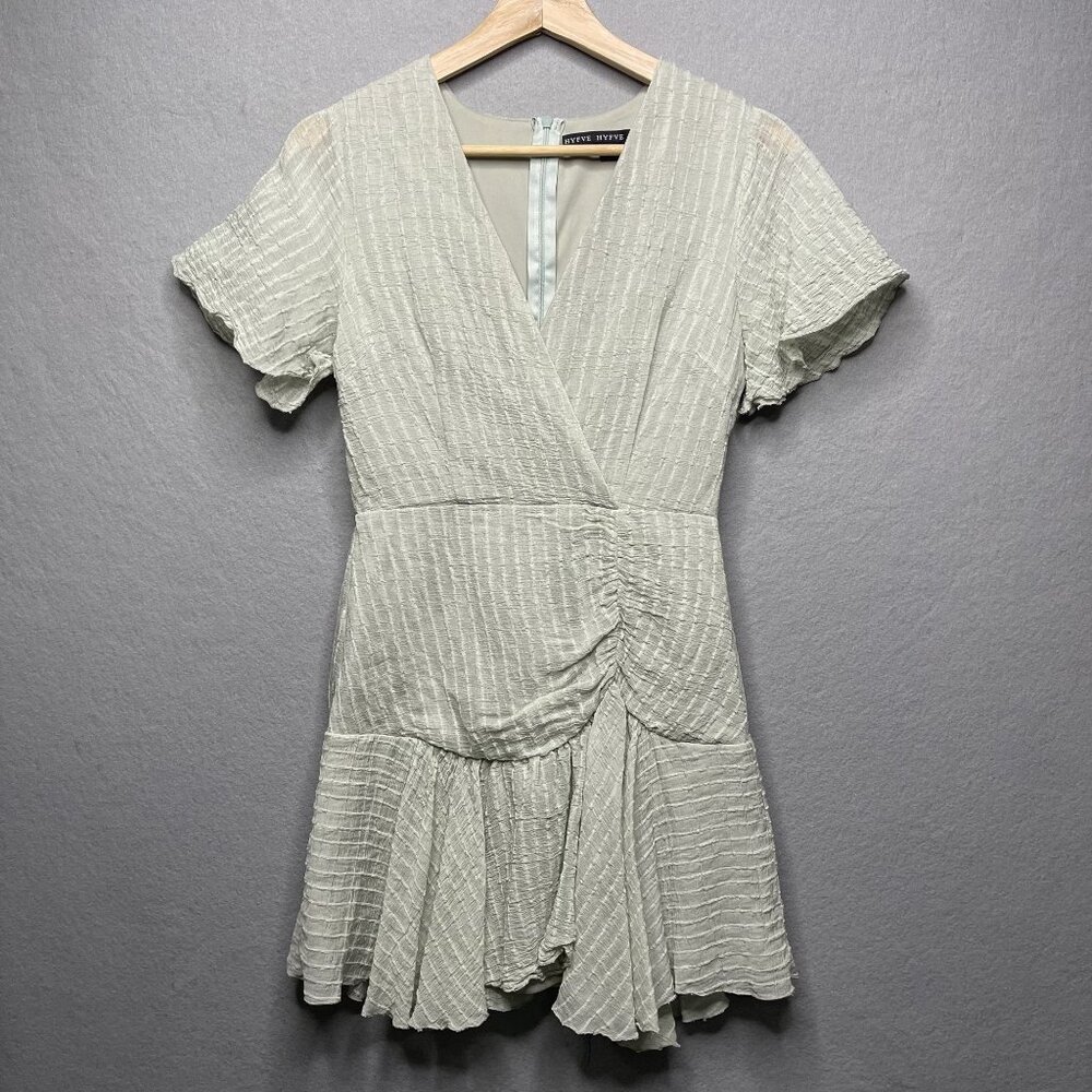 Hyfve Womens Light Green Textured Short-Sleeve Wrap Dress S Rayon/Nylon